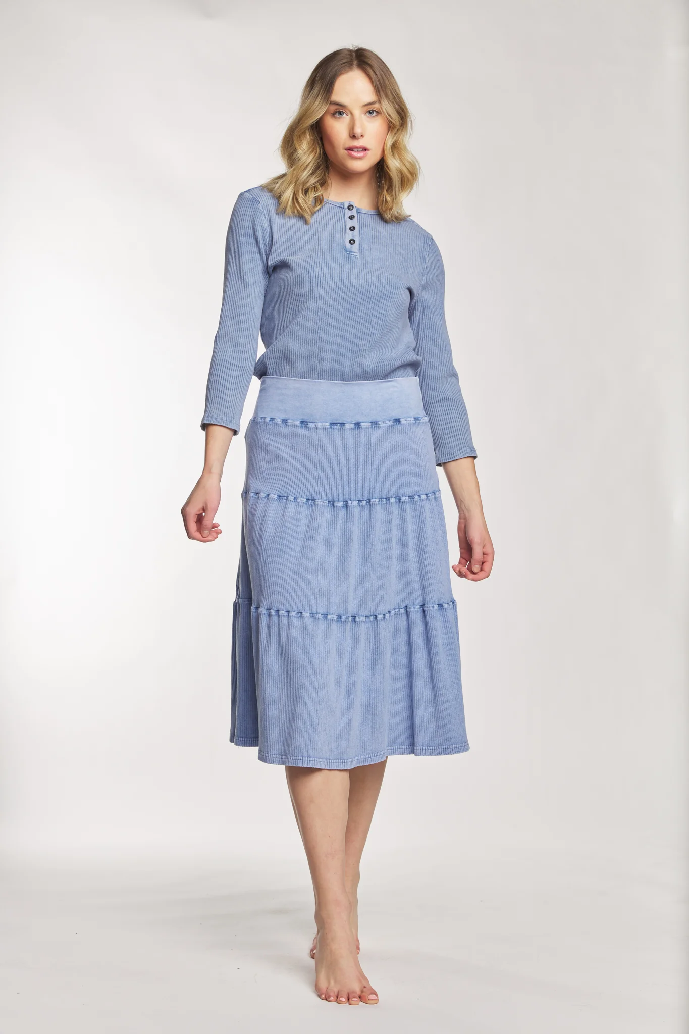 Light Blue Washed Out Ribbed Skirt