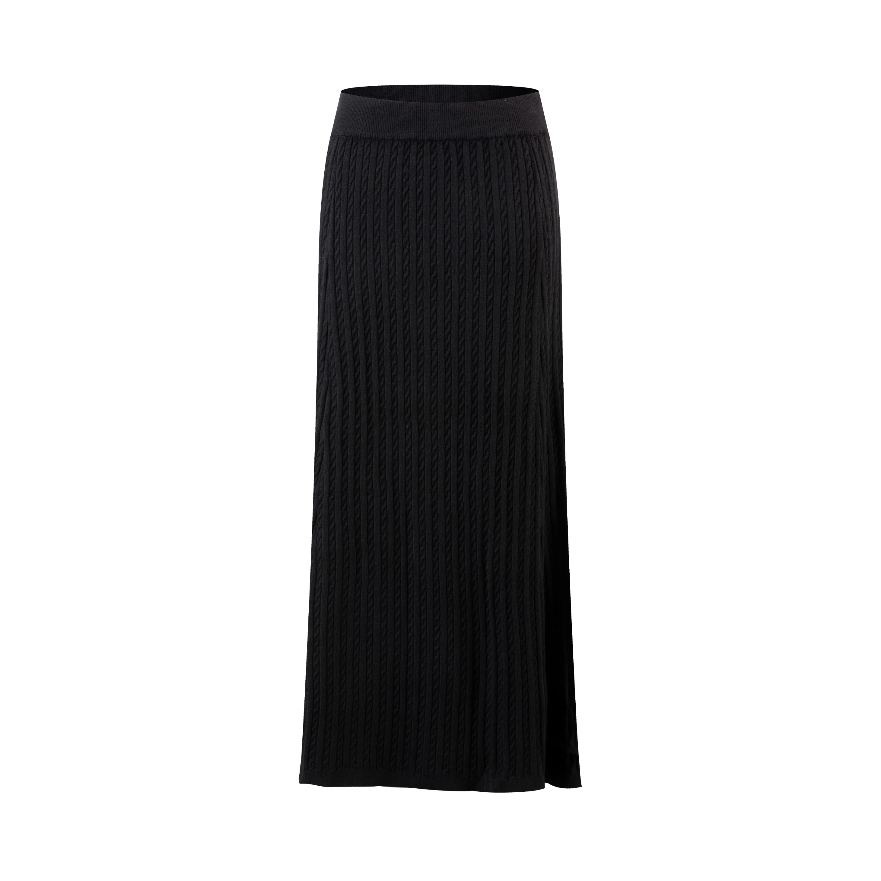 Knit Skirt With Drawstring Waist - Black - Image 2