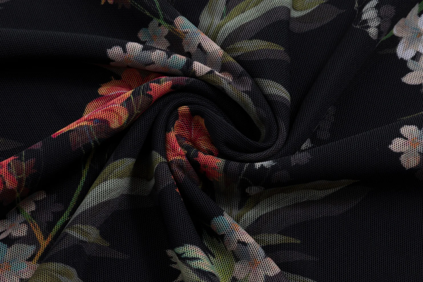 Black Multi Floral Printed Mesh Top - Image 5