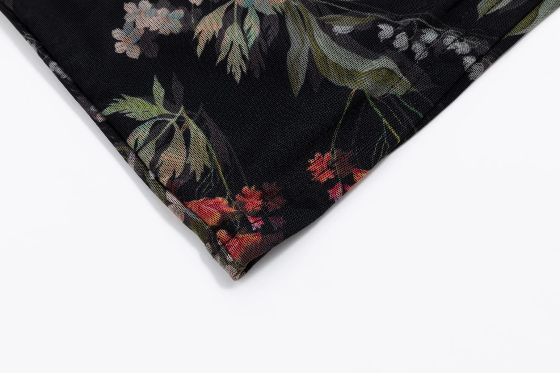 Black Multi Floral Printed Mesh Top - Image 7