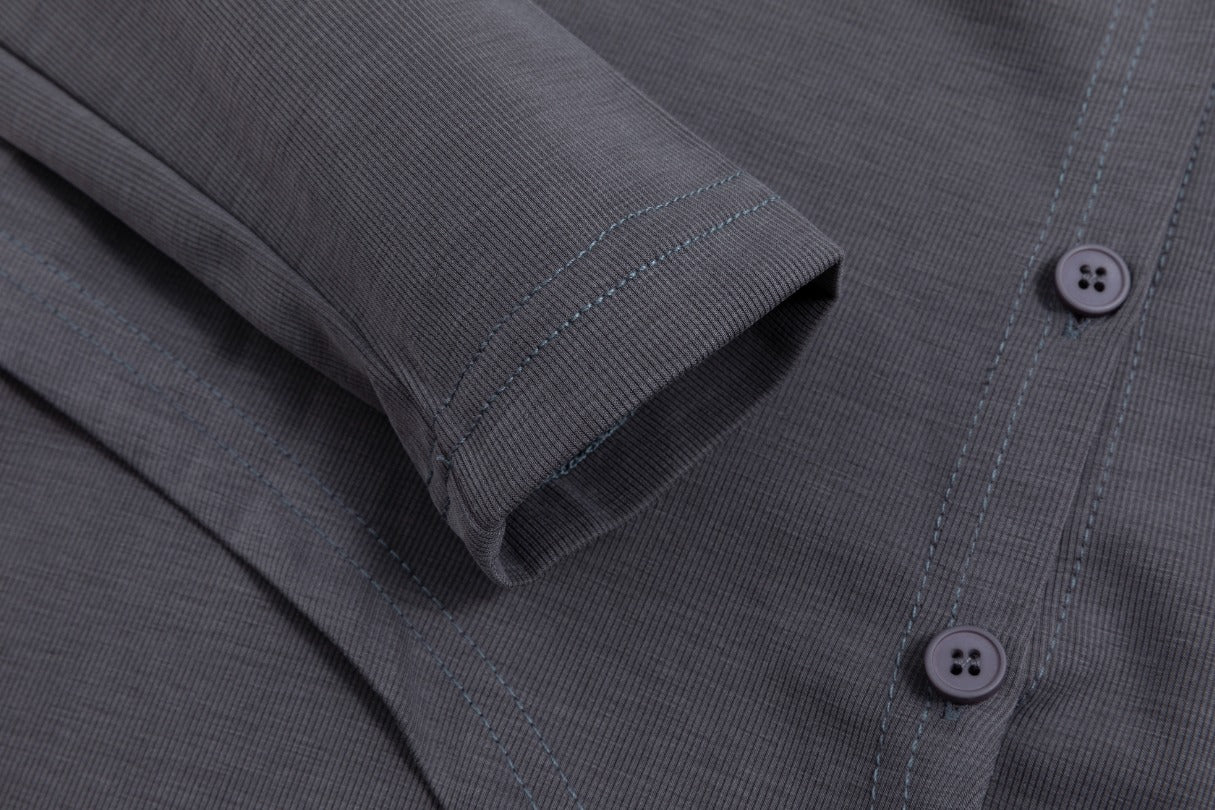Dark Grey Overlay Cardigan Waist Knot Dress - Image 6