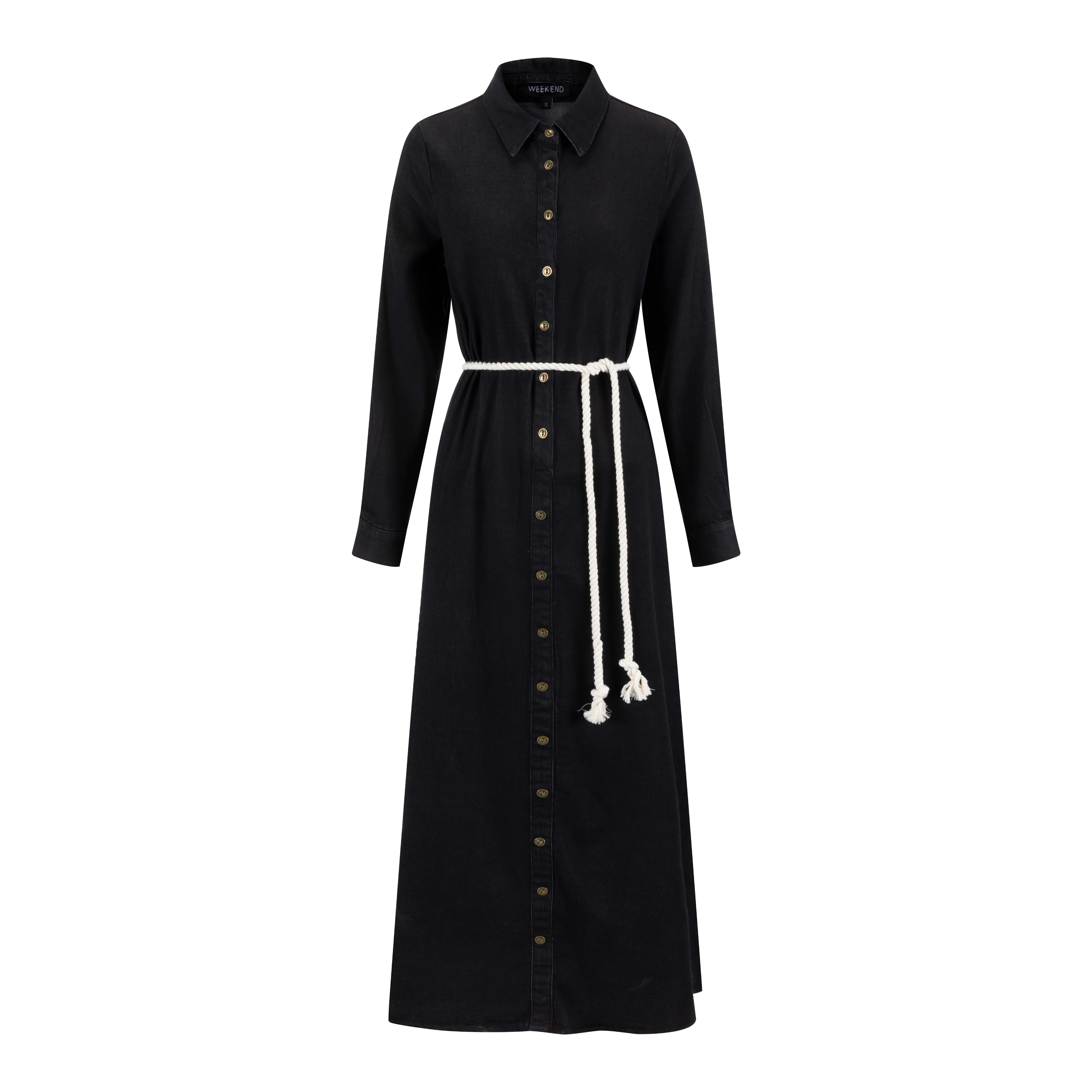 Denim Button Dress - Black