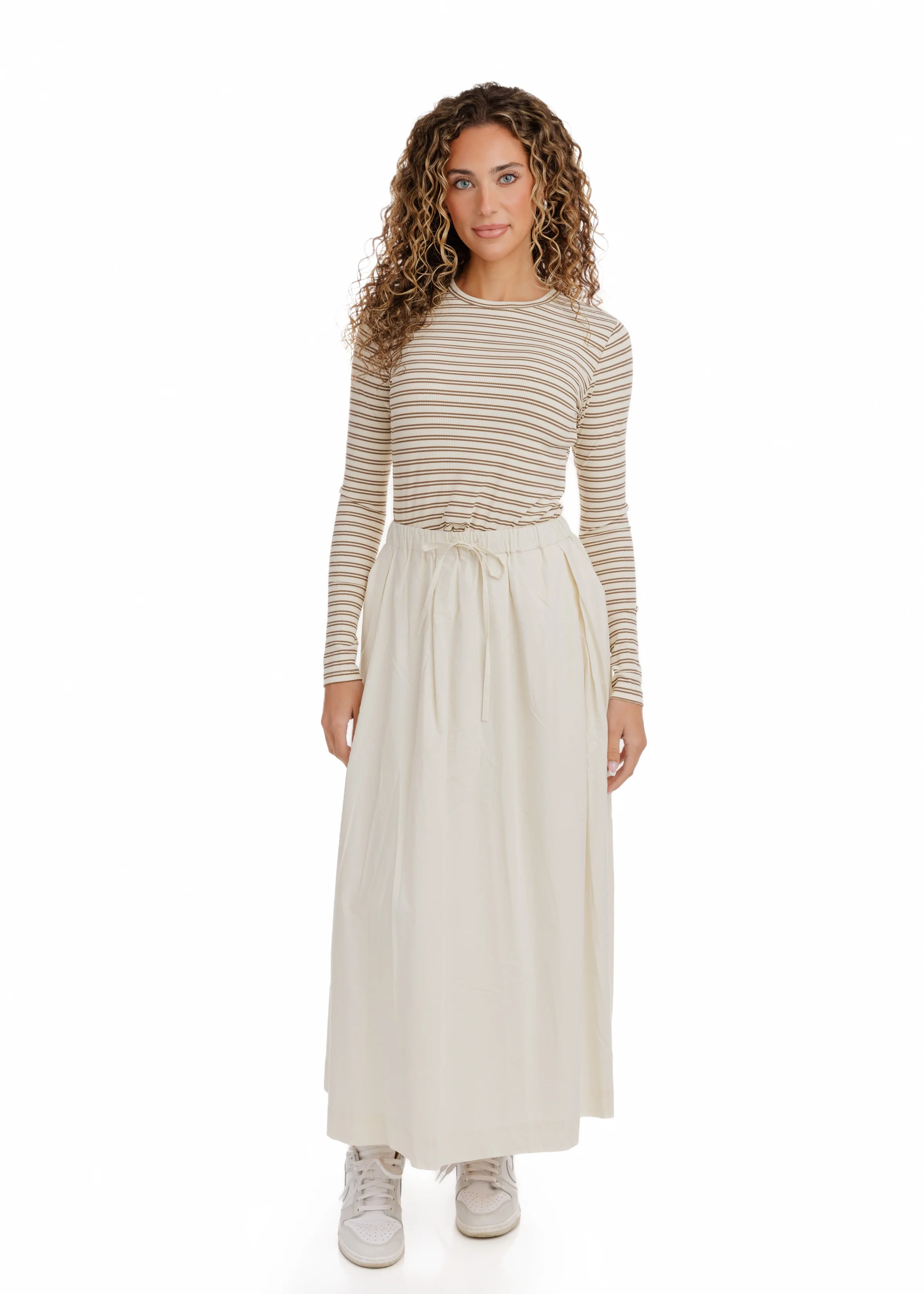 Drawstring Pocket Skirt - Cream - Image 7