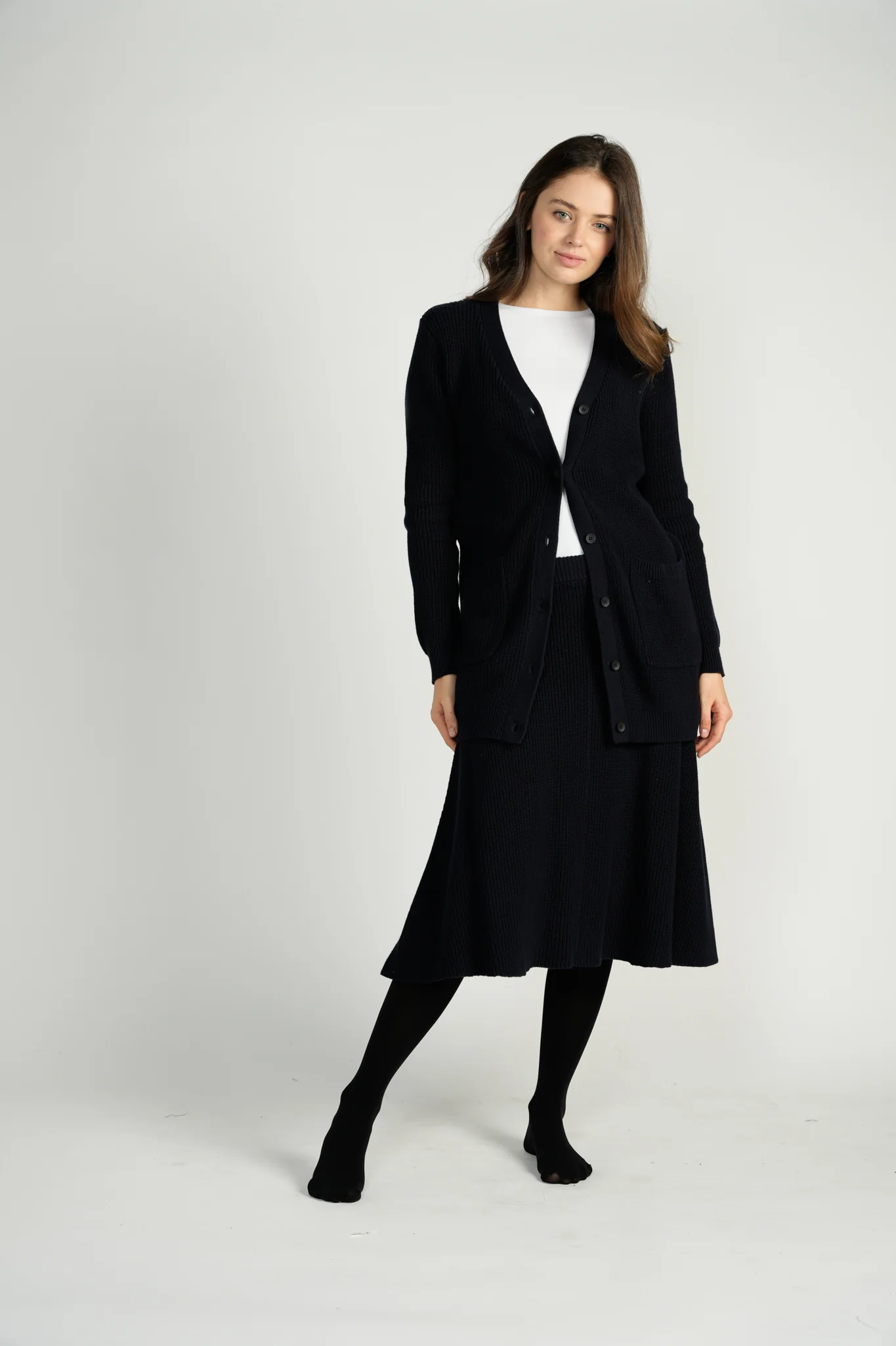 Navy Button Up Knit Cardigan - Image 4