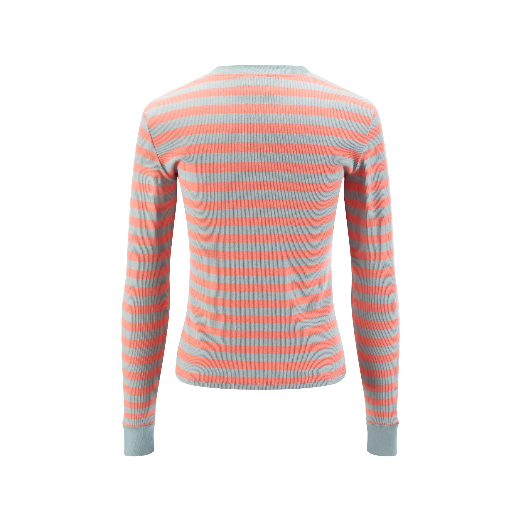Thick Striped Band T-Shirt - Coral/Grey - Image 2