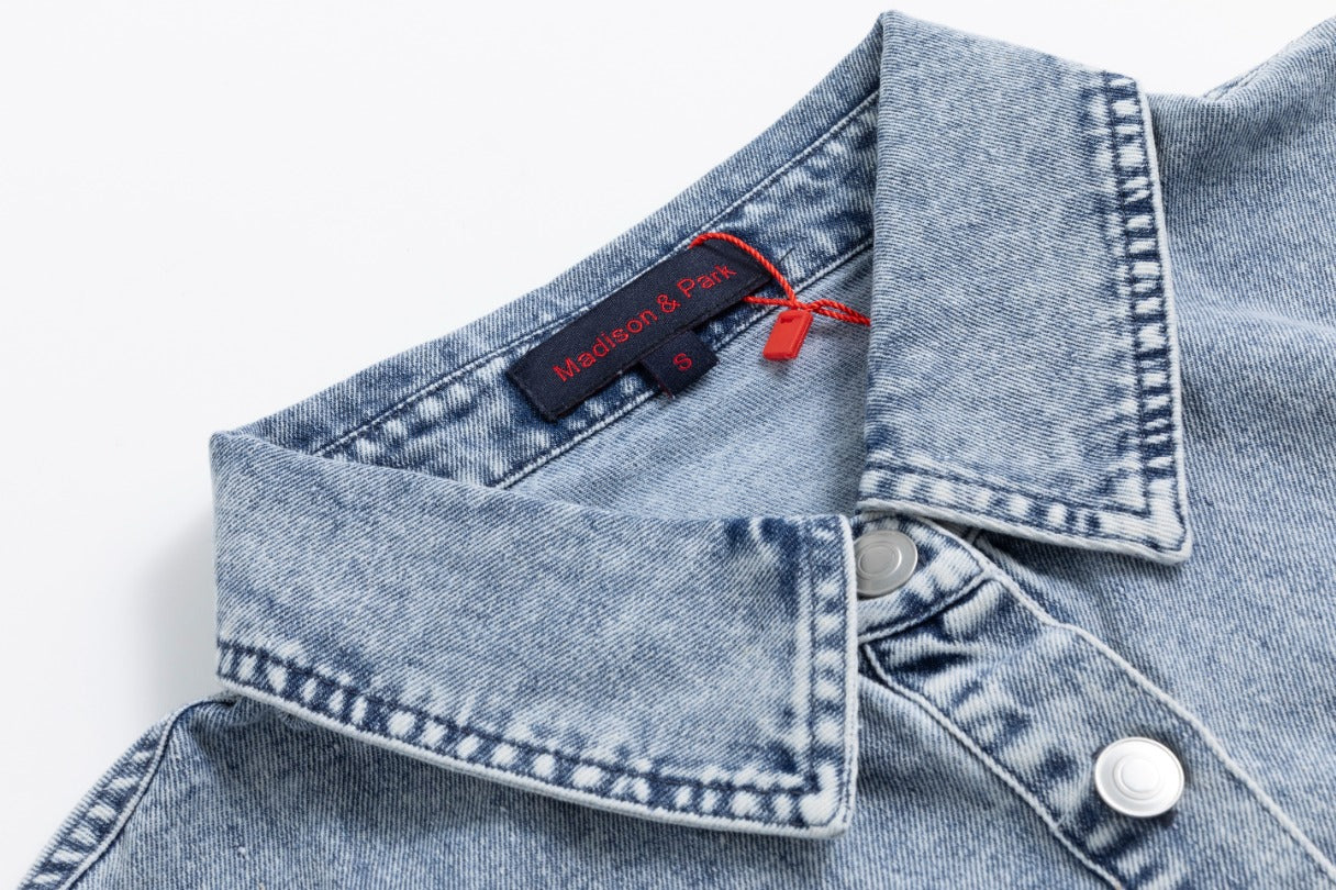 Light Blue Denim Round Bottom Top - Image 5