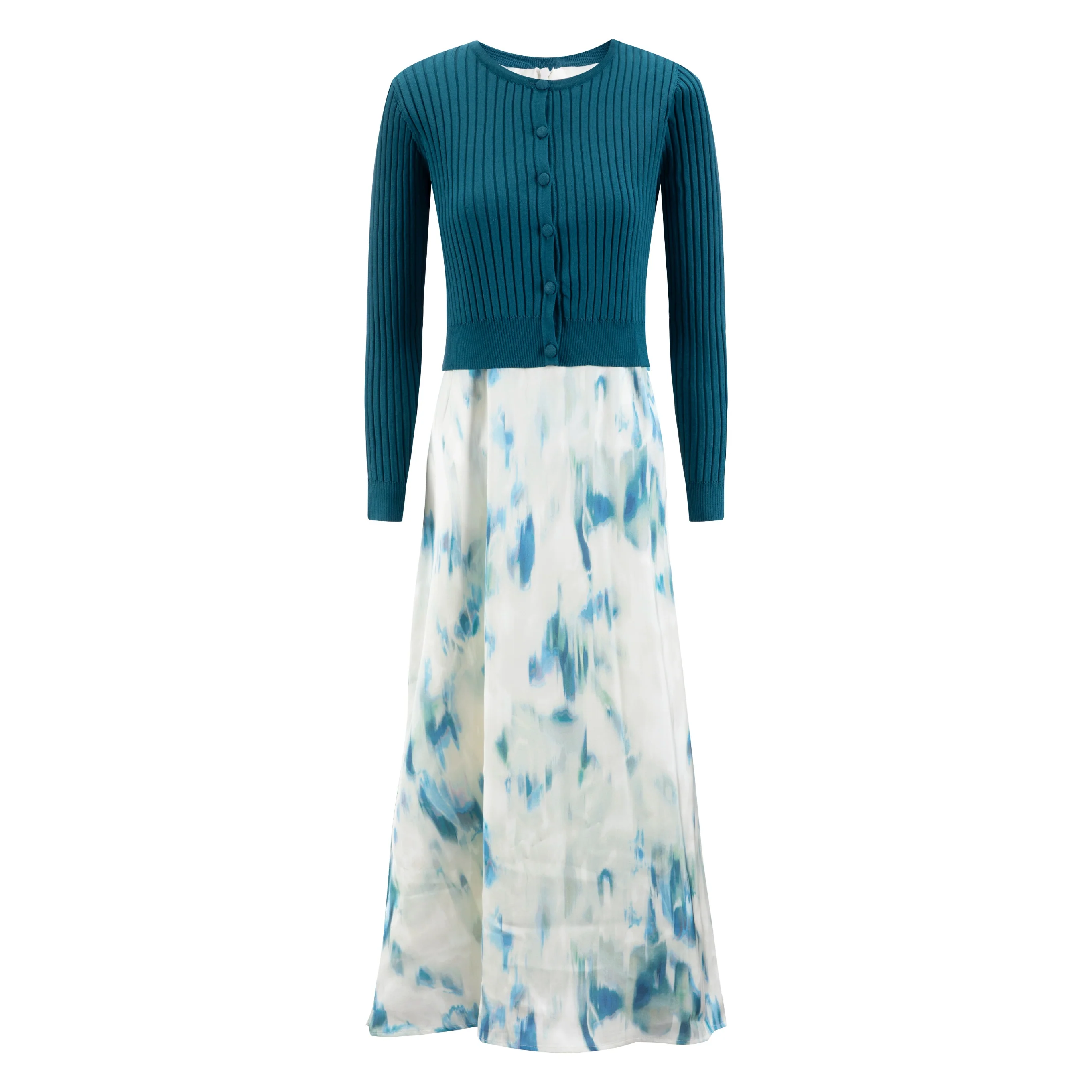 Blue Overlay Abstract Dress - Image 2