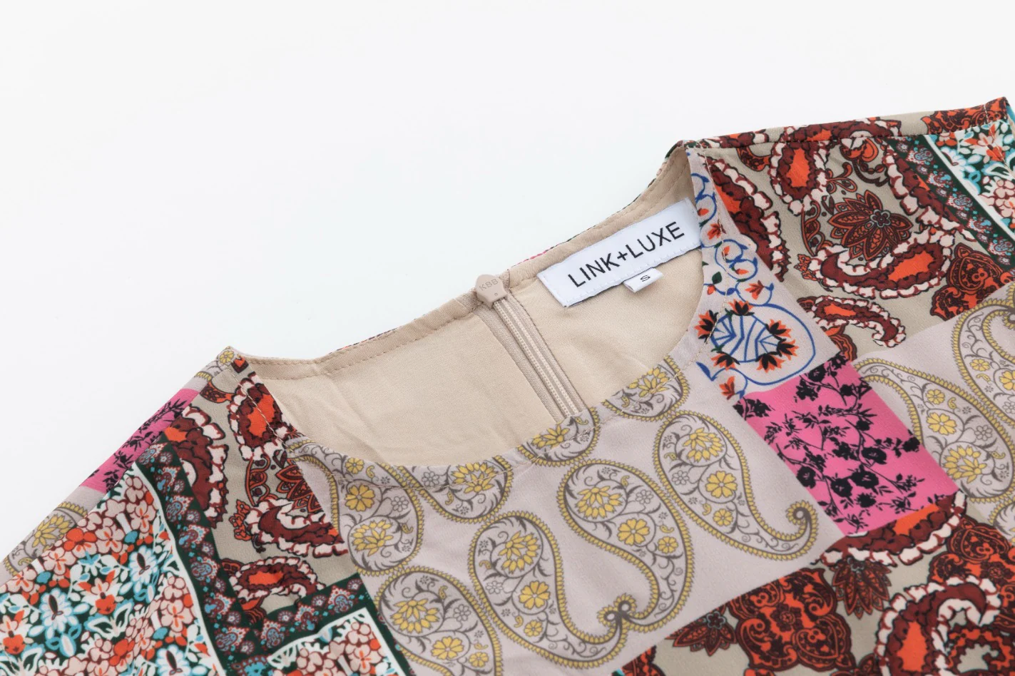 Beige Top & Patchwork Printed Jumper - Image 5