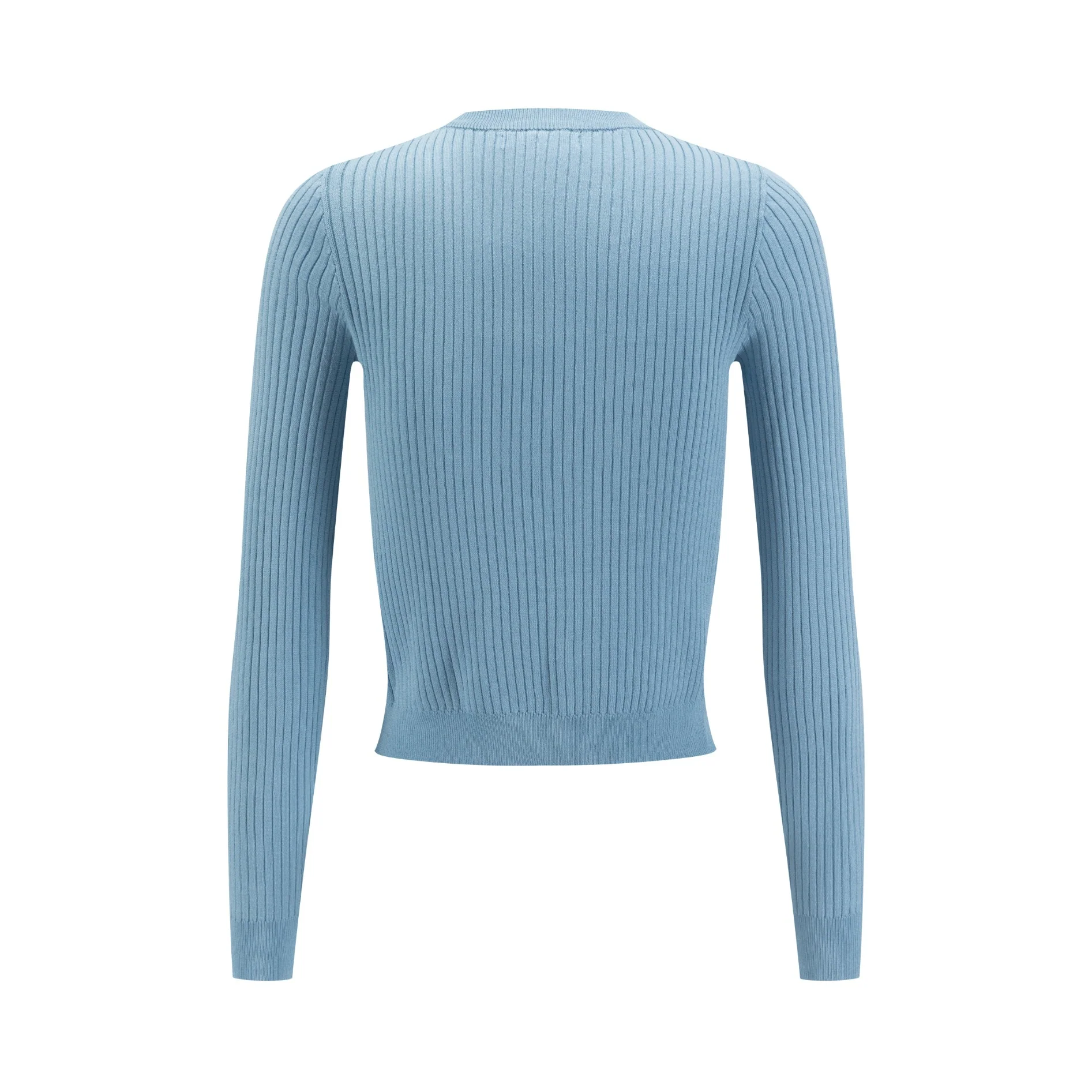 Light Blue Ribbed Knit Sweater - Image 3