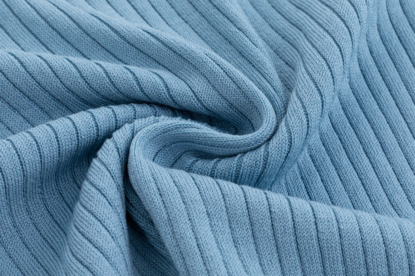Light Blue Ribbed Knit Sweater - Image 6