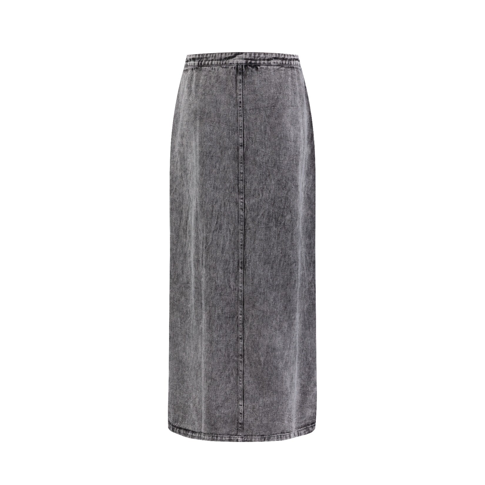 Black Wash Denim Short Placket Skirt - Image 2