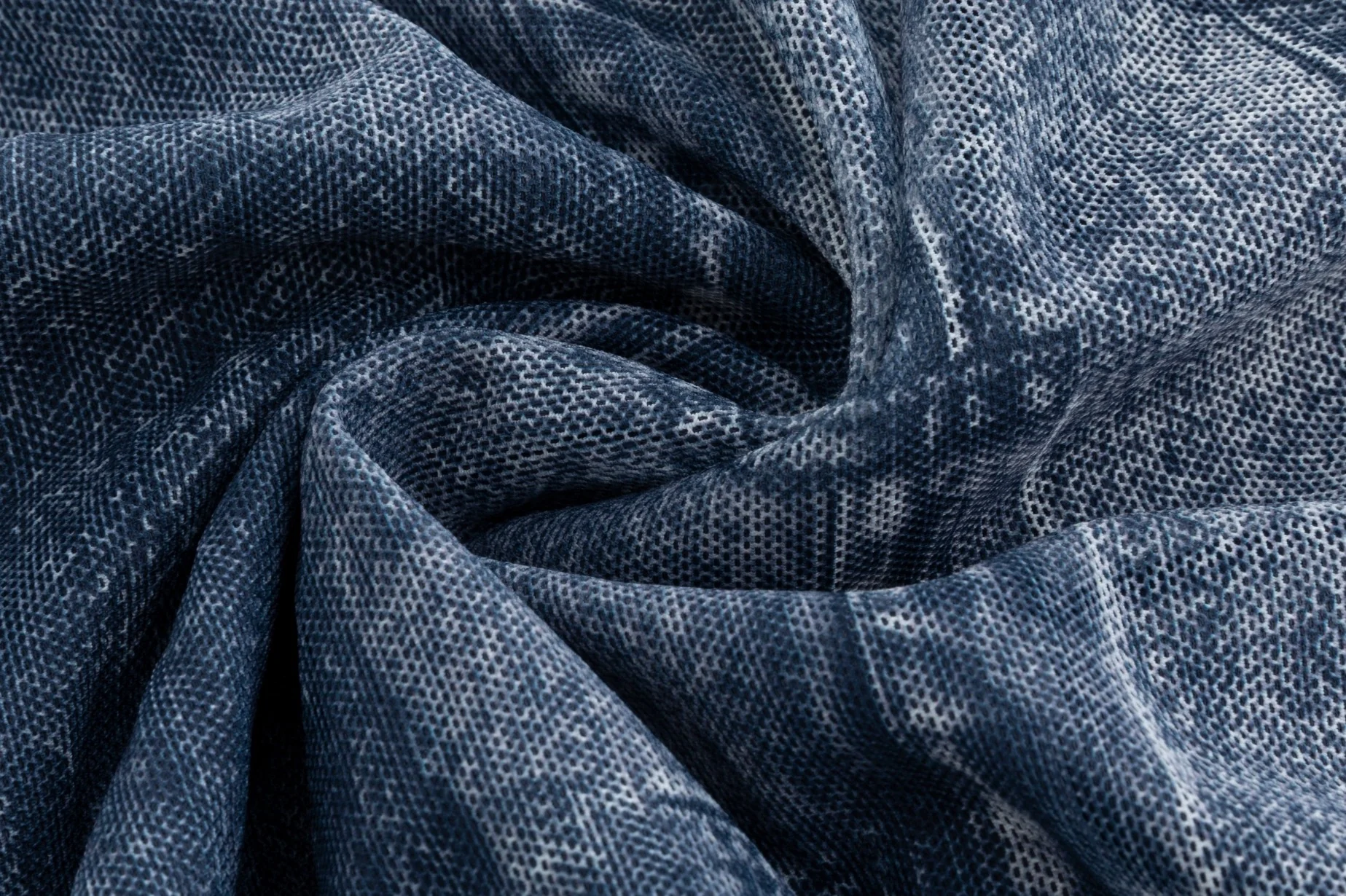 Navy Imitate Denim Printed Mesh Top & Slip Dress - Image 4