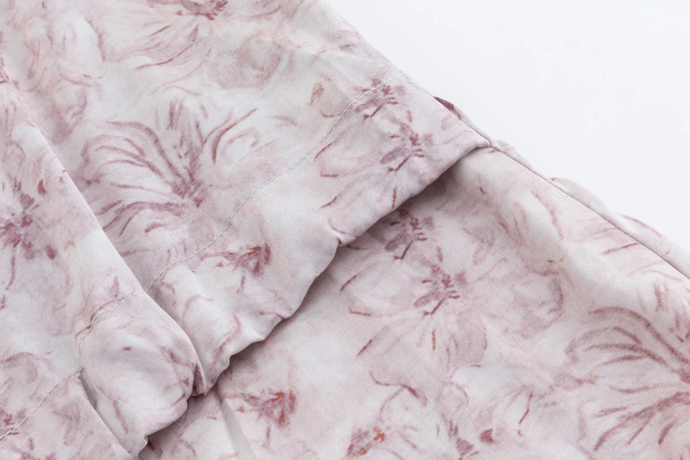 Pink Flower Printed Fake Two-Pieces Shirt Dress - Image 5