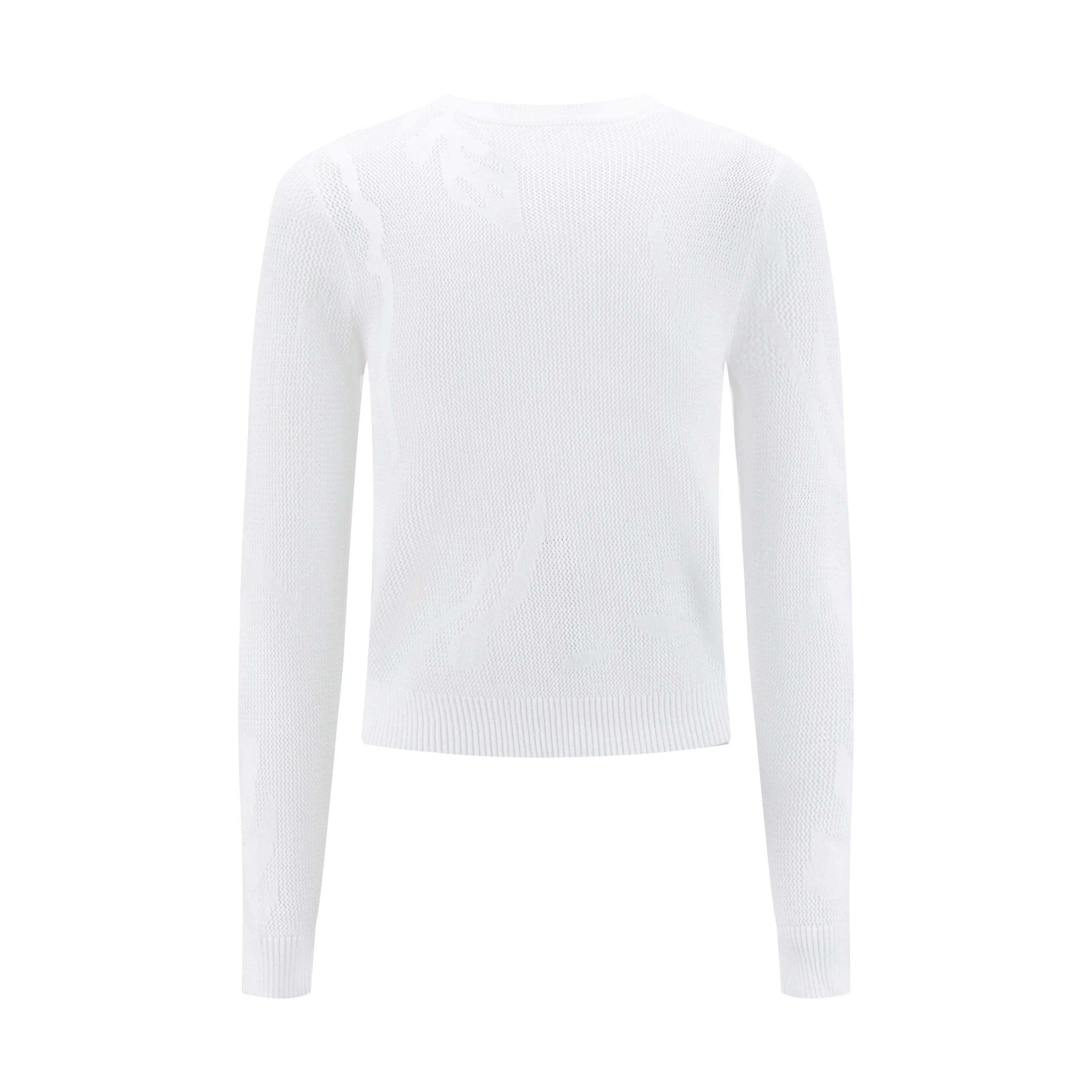 White Eyelet Crew Neck Knit Top - Image 2