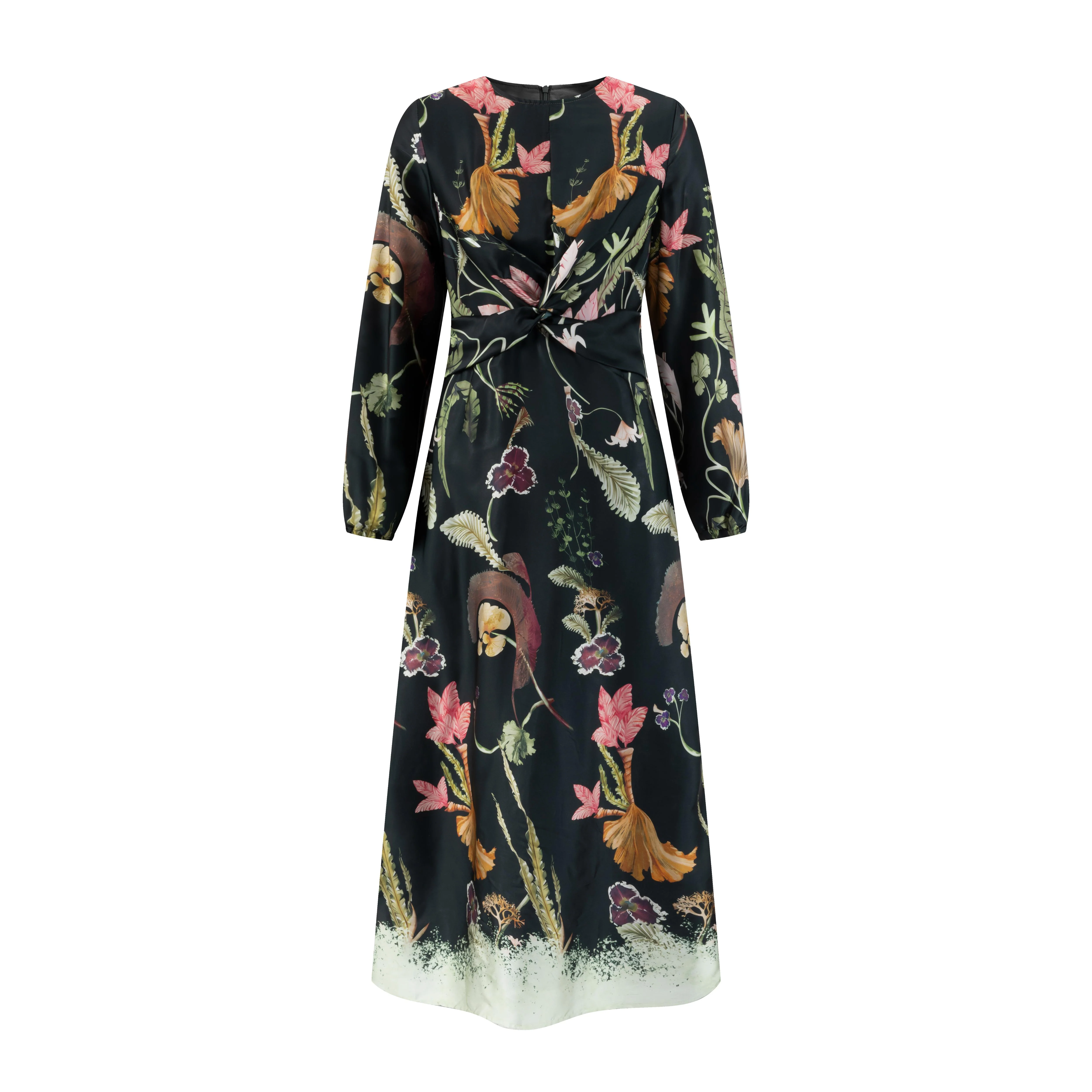 Multicolor Plants Printed Dress - Image 2
