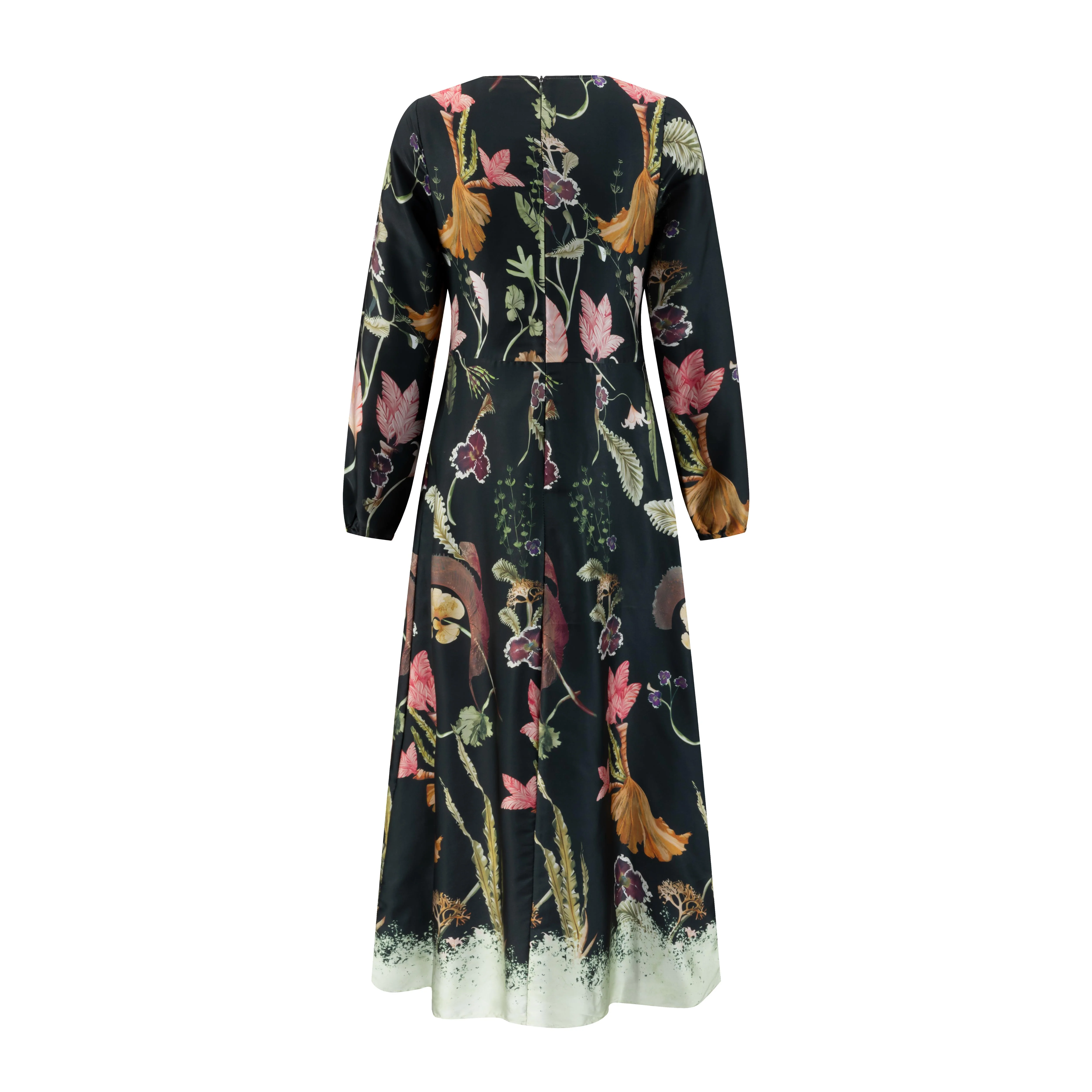 Multicolor Plants Printed Dress - Image 3